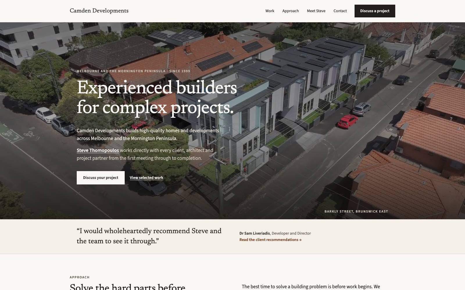 Camden Developments website homepage